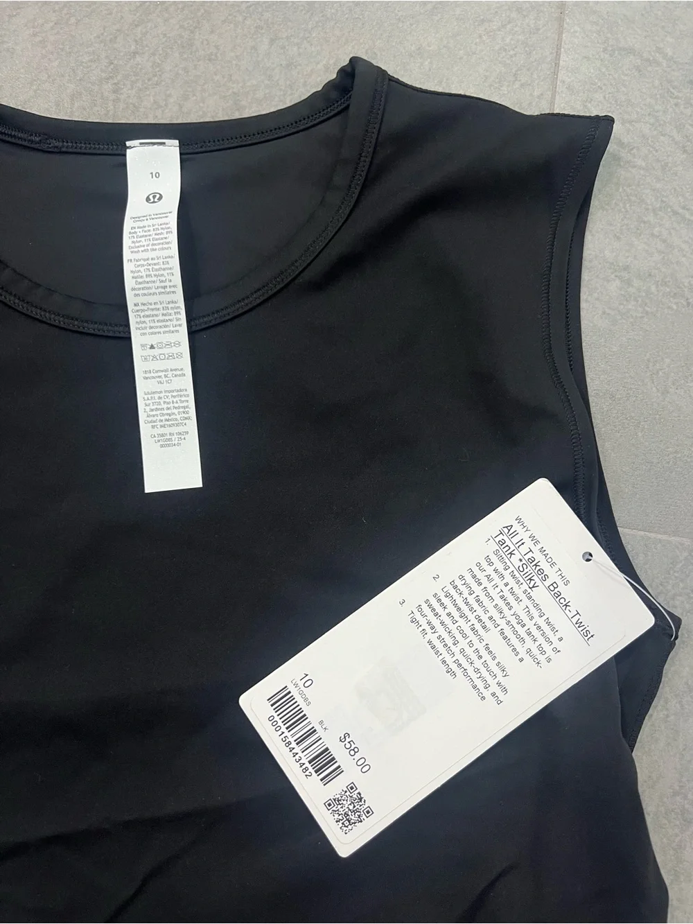 NWT Lululemon All It Takes Back-Twist Tank *Silky in Black